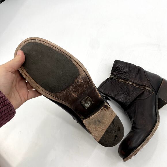 Frye Brown Maroon Leather Ankle booties - Picture 4 of 7